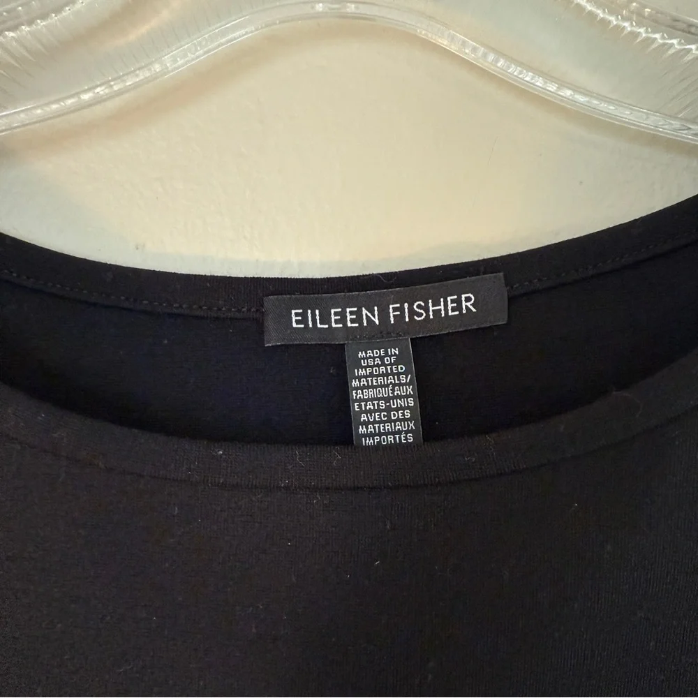 Eileen Fisher XL Black Sweatshirt Tunic Long Sleeve drop shoulder - Picture 2 of 6